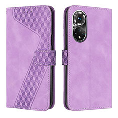 Funda de Cuero Cartera con Soporte Carcasa H04X para Huawei Honor 50 Pro 5G Morado