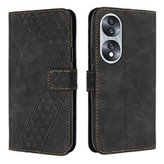 Funda de Cuero Cartera con Soporte Carcasa H04X para Huawei Honor 70 5G Negro