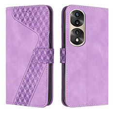 Funda de Cuero Cartera con Soporte Carcasa H04X para Huawei Honor 70 Pro 5G Morado