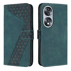 Funda de Cuero Cartera con Soporte Carcasa H04X para Huawei Honor X7b Verde