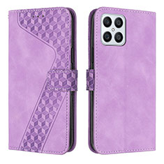 Funda de Cuero Cartera con Soporte Carcasa H04X para Huawei Honor X8 4G Morado