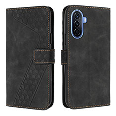 Funda de Cuero Cartera con Soporte Carcasa H04X para Huawei Nova Y70 Plus Negro