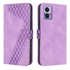 Funda de Cuero Cartera con Soporte Carcasa H04X para Motorola Moto Edge 30 Lite 5G Morado