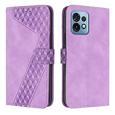 Funda de Cuero Cartera con Soporte Carcasa H04X para Motorola Moto Edge 40 Pro 5G Morado