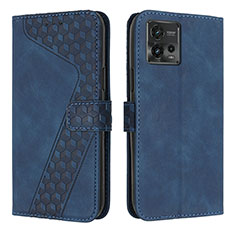 Funda de Cuero Cartera con Soporte Carcasa H04X para Motorola Moto G72 Azul