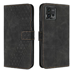 Funda de Cuero Cartera con Soporte Carcasa H04X para Motorola Moto G72 Negro