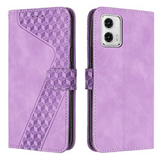 Funda de Cuero Cartera con Soporte Carcasa H04X para Motorola Moto G73 5G Morado