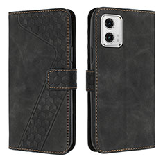 Funda de Cuero Cartera con Soporte Carcasa H04X para Motorola Moto G73 5G Negro