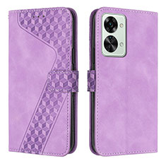 Funda de Cuero Cartera con Soporte Carcasa H04X para OnePlus Nord 2T 5G Morado