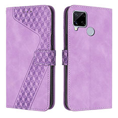 Funda de Cuero Cartera con Soporte Carcasa H04X para Realme C12 Morado