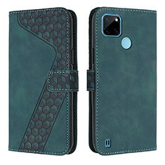 Funda de Cuero Cartera con Soporte Carcasa H04X para Realme C21Y Verde