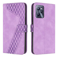 Funda de Cuero Cartera con Soporte Carcasa H04X para Realme C35 Morado