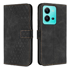 Funda de Cuero Cartera con Soporte Carcasa H04X para Vivo X80 Lite 5G Negro