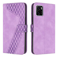 Funda de Cuero Cartera con Soporte Carcasa H04X para Vivo Y01 Morado