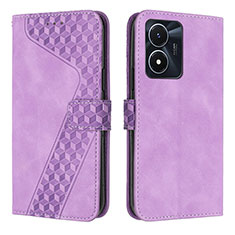 Funda de Cuero Cartera con Soporte Carcasa H04X para Vivo Y02S Morado