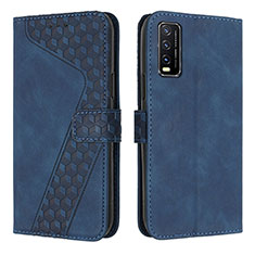 Funda de Cuero Cartera con Soporte Carcasa H04X para Vivo Y12A Azul