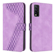 Funda de Cuero Cartera con Soporte Carcasa H04X para Vivo Y12A Morado