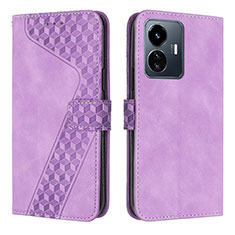 Funda de Cuero Cartera con Soporte Carcasa H04X para Vivo Y77e 5G Morado