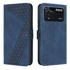 Funda de Cuero Cartera con Soporte Carcasa H04X para Xiaomi Poco M4 Pro 4G Azul