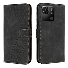 Funda de Cuero Cartera con Soporte Carcasa H04X para Xiaomi Redmi 9 Activ Negro