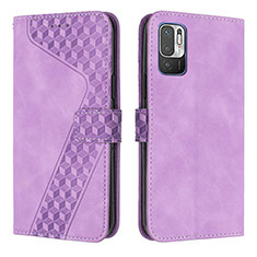 Funda de Cuero Cartera con Soporte Carcasa H04X para Xiaomi Redmi Note 10 5G Morado