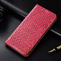 Funda de Cuero Cartera con Soporte Carcasa H05 para Apple iPhone 15 Rosa Roja