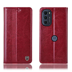 Funda de Cuero Cartera con Soporte Carcasa H05P para Motorola Moto Edge (2022) 5G Rojo