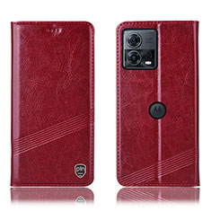 Funda de Cuero Cartera con Soporte Carcasa H05P para Motorola Moto Edge 30 Fusion 5G Rojo