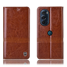 Funda de Cuero Cartera con Soporte Carcasa H05P para Motorola Moto Edge 30 Pro 5G Marron Claro