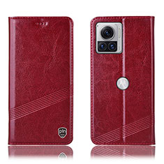 Funda de Cuero Cartera con Soporte Carcasa H05P para Motorola Moto Edge 30 Ultra 5G Rojo