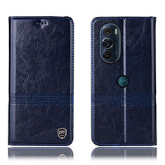 Funda de Cuero Cartera con Soporte Carcasa H05P para Motorola Moto Edge Plus (2022) 5G Azul