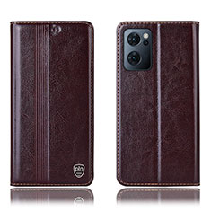 Funda de Cuero Cartera con Soporte Carcasa H05P para OnePlus Nord CE 2 5G Marron