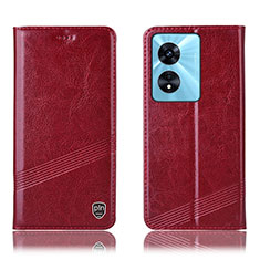 Funda de Cuero Cartera con Soporte Carcasa H05P para Oppo A18 Rojo