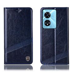 Funda de Cuero Cartera con Soporte Carcasa H05P para Oppo A58 4G Azul