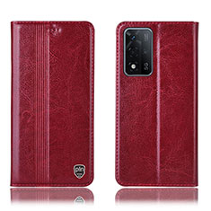 Funda de Cuero Cartera con Soporte Carcasa H05P para Oppo A93s 5G Rojo