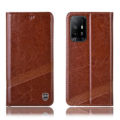 Funda de Cuero Cartera con Soporte Carcasa H05P para Oppo A95 5G Marron Claro