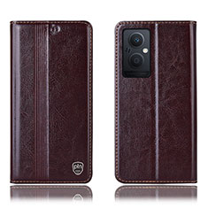 Funda de Cuero Cartera con Soporte Carcasa H05P para Oppo A96 5G Marron