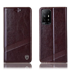 Funda de Cuero Cartera con Soporte Carcasa H05P para Oppo F19 Pro+ Plus 5G Marron