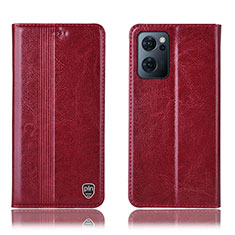 Funda de Cuero Cartera con Soporte Carcasa H05P para Oppo Find X5 Lite 5G Rojo