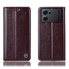 Funda de Cuero Cartera con Soporte Carcasa H05P para Oppo K10 5G Marron