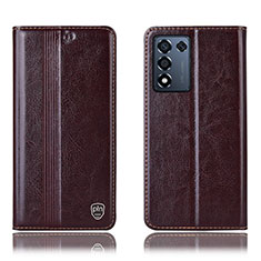 Funda de Cuero Cartera con Soporte Carcasa H05P para Oppo K9S 5G Marron