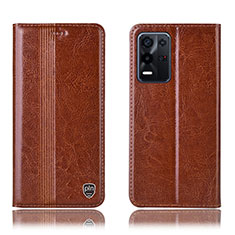 Funda de Cuero Cartera con Soporte Carcasa H05P para Oppo K9X 5G Marron Claro