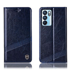 Funda de Cuero Cartera con Soporte Carcasa H05P para Oppo Reno6 5G Azul