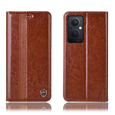 Funda de Cuero Cartera con Soporte Carcasa H05P para Oppo Reno7 Lite 5G Marron Claro