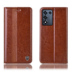 Funda de Cuero Cartera con Soporte Carcasa H05P para Realme 9 SE 5G Marron Claro