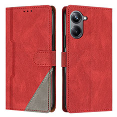 Funda de Cuero Cartera con Soporte Carcasa H05X para Realme 10 Pro 5G Rojo