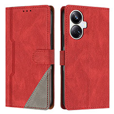 Funda de Cuero Cartera con Soporte Carcasa H05X para Realme 10 Pro+ Plus 5G Rojo