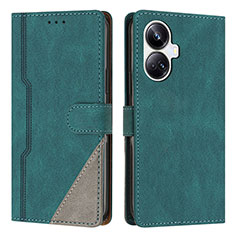 Funda de Cuero Cartera con Soporte Carcasa H05X para Realme 10 Pro+ Plus 5G Verde