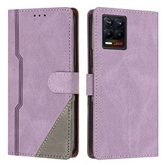 Funda de Cuero Cartera con Soporte Carcasa H05X para Realme 8 4G Morado