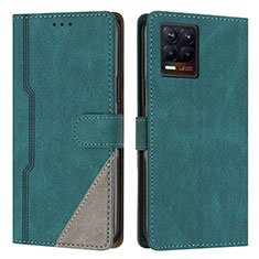 Funda de Cuero Cartera con Soporte Carcasa H05X para Realme 8 4G Verde